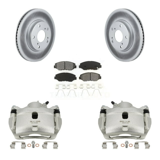 Transit Auto Front Disc Brake Caliper Coated Rotors and Semi-Metallic Pads Kit for Car Honda Civic KCG-100577S