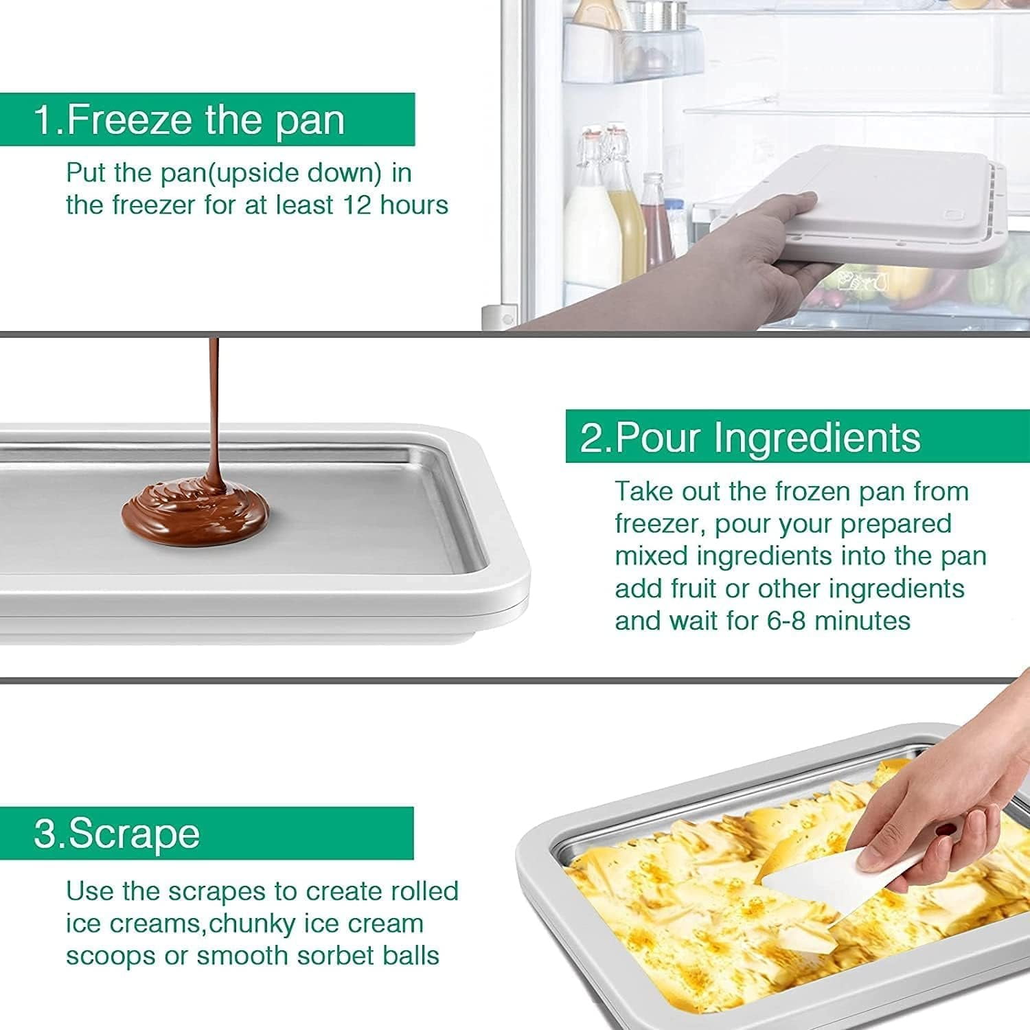 Snmubt Ice Cream Roll Maker, Instant Cold Pan for Rolled Ice Cream and Frozen Yogurt, 4th of July Party Dessert Machine