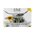 thumbnail image 1 of Highland Cow Bath Mat Sunflower Flower Funny Bull Butterfly Bathtub Farmhouse Creative Rug 16x24in, 1 of 8