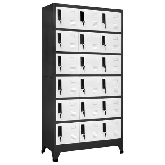 vidaXL Locker Cabinet Anthracite and White 35.4"x15.7"x70.9" Steel
