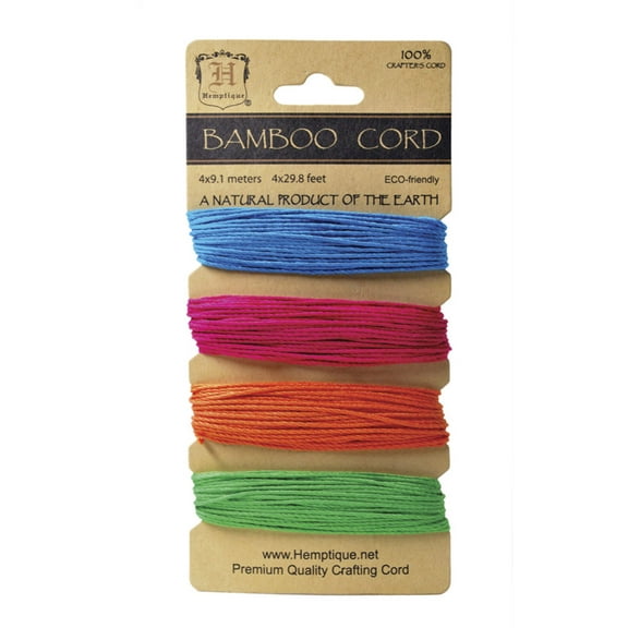 Hemptique Bamboo Cord Card - Neon, Pkg of 4