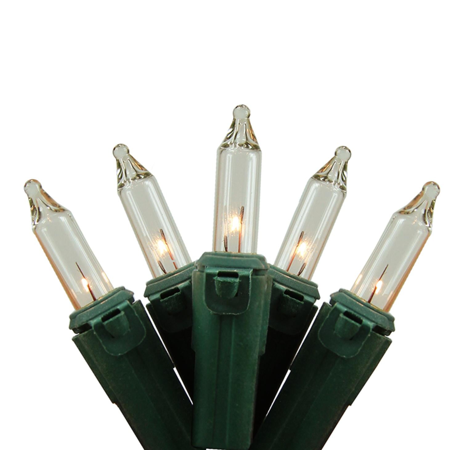 Set of 100 Super Bright Clear Mini Christmas Lights Green Wire