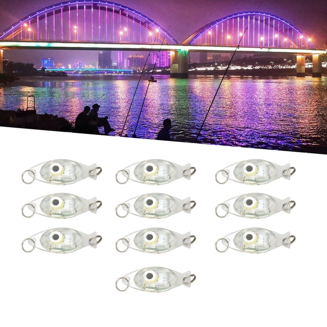 Luocute 10Pcs LED Underwater Fishing Lure Light Eye Shape Deep Drop Underwater Bait Lure Lamp Attracting Fish Light
