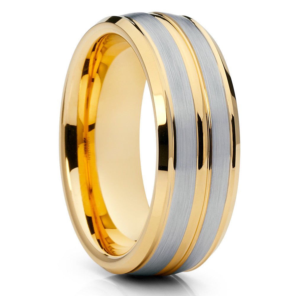 Yellow Gold Tungsten Ring 8mm Wedding Ring Tungsten Carbide Ring Engagement Ring Man & Woman Ribng