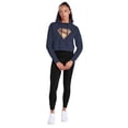 thumbnail image 5 of Popfunk Superman Logo Full Color Distress Women's Cropped Hoodie Pullover Sweatshirt, Navy, 2X-Large, 5 of 5