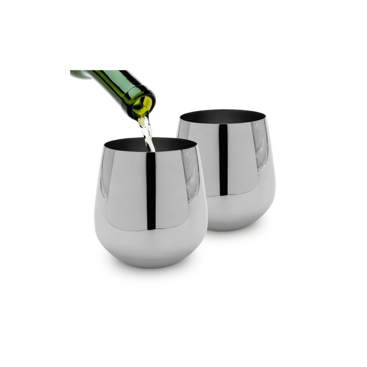 K&K Home Silver Stainless Steel Unbreakable Silver Stemless Wine Glasses - 15 oz - Set of 4 Colored, Stemless Metal Wine Glasses Perfect for Outdoors, Weddings, and Parties