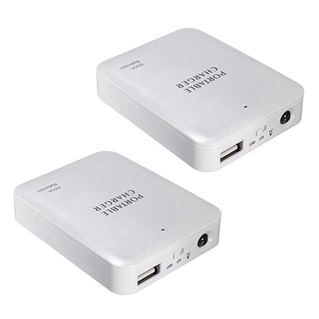 2X Caja de Bateria del Banco de la Energia del USB Portatil Cargador de Bateria Externa del Paquete del Cargador de Bateria de Emergencia 4X AA para Telefonos, Blanco