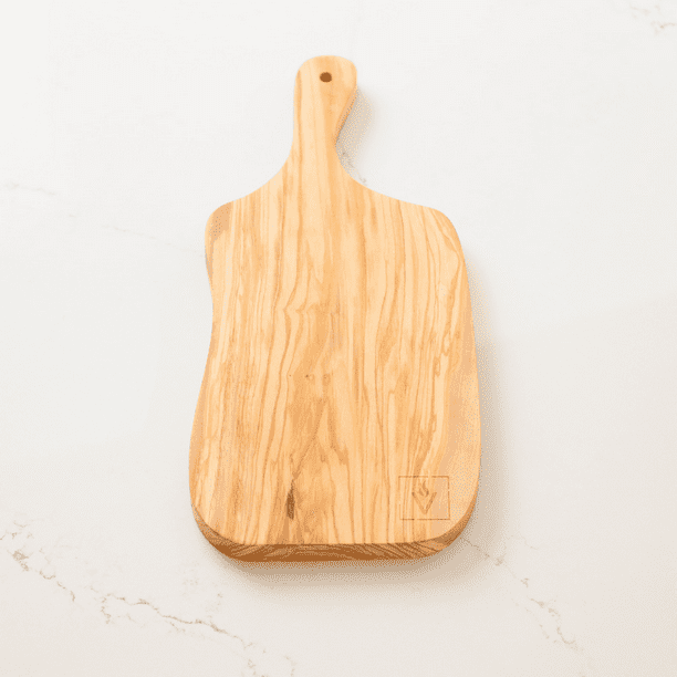 Olive wood charcuterie board with handle irregular design Serves 2