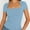 Light blue, variant on Womens Square Neck Short SleeveTops Spring Summer Slim Fit Tees Shirts