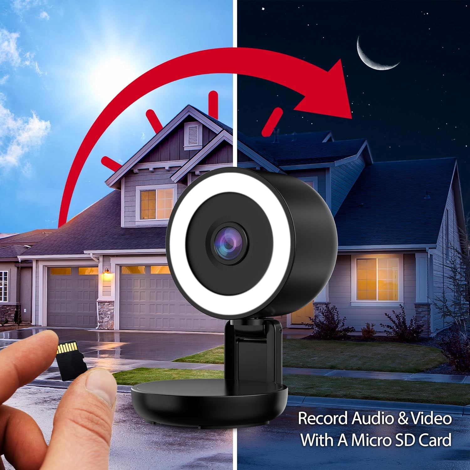 Energizer Smart 2K Wired Indoor Camera with Light for Night Vision, Foldable for Privacy, Remote Access, 130° Wide Angle, Recording, Instant Motion Alerts, Two-Way Audio, Hub-Free Wi-Fi (Black)