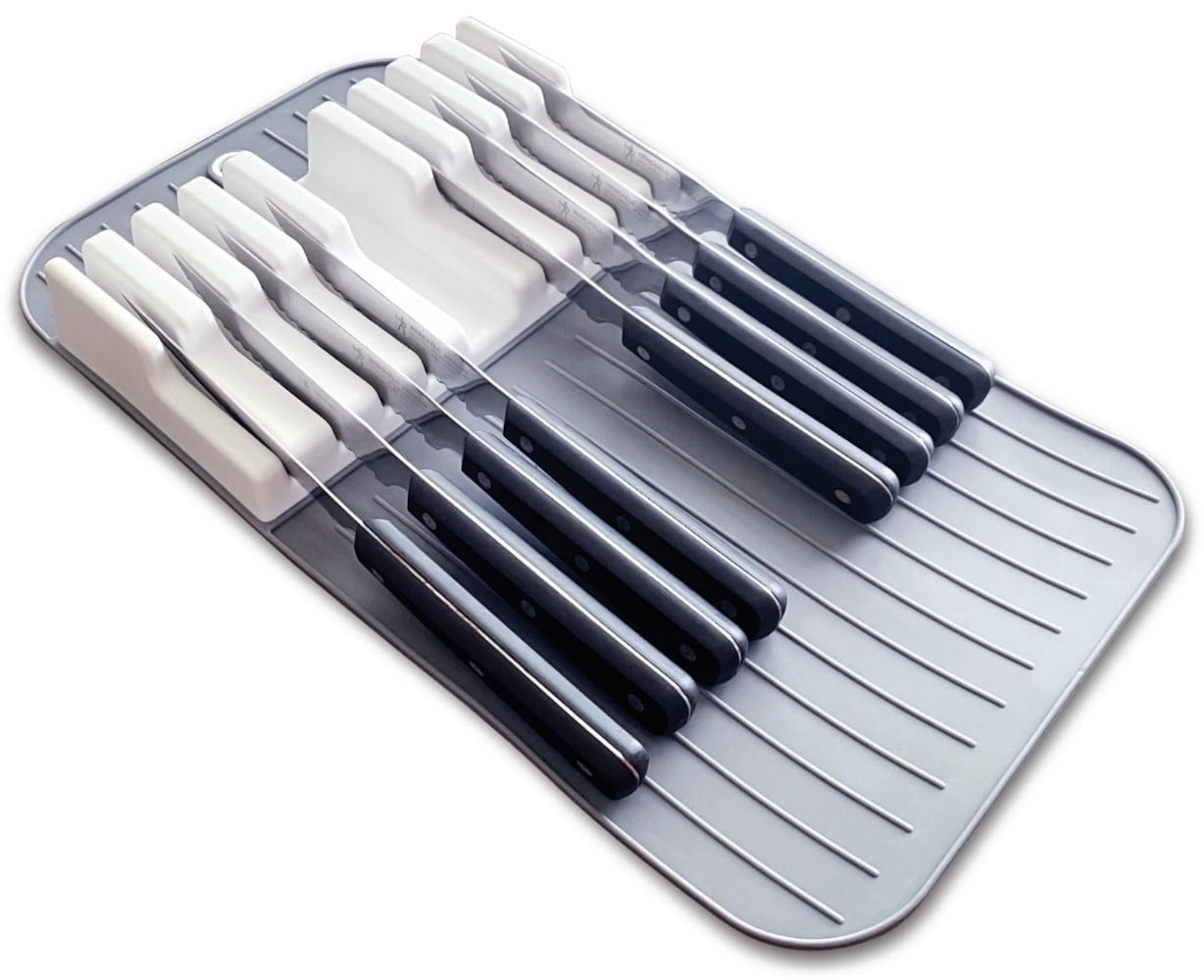 InDrawer Kitchen Knife Mat Organizer Holds up to 8 Knives Open Design