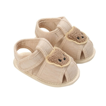 Meresysid Toddler Kids Infant Newborn Baby Summer Sandals Outside Wear Non-slip Breathable Small Baotou Soft Soled Cloth Shoes Khaki