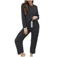 thumbnail image 1 of Posijego Ensemble de Pyjamas en Flanelle pour Femmes 2 Pcs Col Rond Hauts Pantalons Assortis Tenues de Détente, 1 of 4