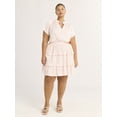 thumbnail image 2 of Scoop Women's Satin Mini Ruffle Dress with Cap Sleeves, Sizes XS-4X, 2 of 5