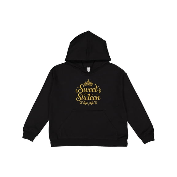 Inktastic Sweet Sixteen Birthday Crown Glitter Youth Hoodie Sweatshirt