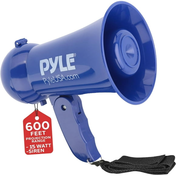Pyle Megáfono Altavoz Portátil con Sirena Incorporada y Micrófono Dinámico, Ideal para Animar en Partidos de Fútbol, Mini Bullhorn para Niños y Adultos