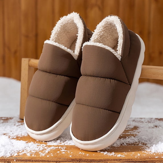 ZQUUVOU Women's Soft Thick Sole Closed Back Toe Plush Slippers Warm Fleece Lined Winter Fall Trendy Comfortable House Footwear Coffee