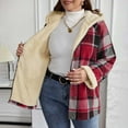 thumbnail image 5 of Hueook Fleece Jacket Women Fashion Women Oversized Zip Solid Casual Plaid Coat Long Sleeve Hooded Casual Outwear Jackets Pockets Tops Watermelon Red 2X, 5 of 6