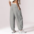 thumbnail image 5 of Womens Pants Jogging Pants Sports Pants with Pockets Loose Bottom Mid Waist Exercise Casual Pants, 5 of 8