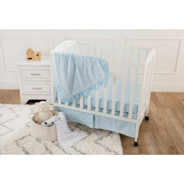 American Baby Company Heavenly Soft Minky Dot 3-Piece Mini/Portable Crib Bedding Set, Blue, for Boys and Girls