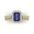 thumbnail image 2 of Clara Pucci 18K Yellow Gold 2.16 Simulated Tanzanite Engraveable Engagement Ring + Wedding Band Set, 2 of 7