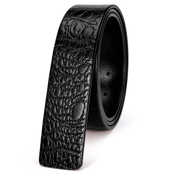 Catelles Men's Genuine Leather Black Crocodile Pattern Belt (Without Buckle), Wear-Resistant, Casual and Business, Gift Box Packaging&For waist 42in Width 1.38in(3.5cm)