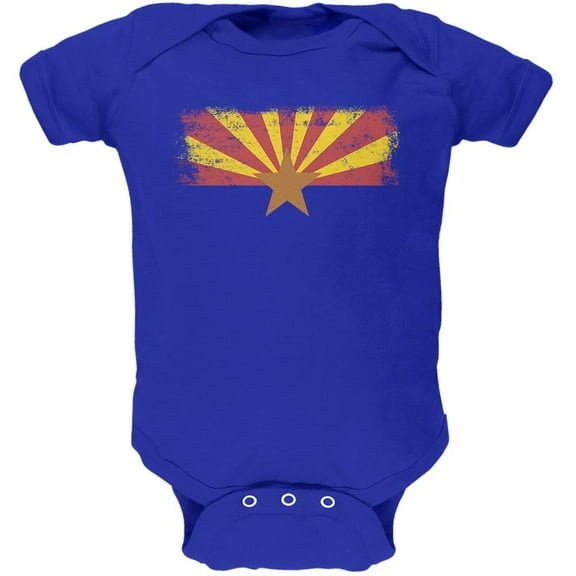 Born and Raised Arizona State Flag Soft Baby One Piece Royal 9-12 M