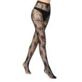 thumbnail image 5 of Ersazi Thigh High Stockings Women'S Fashion Hollow Out Heart Print Base Pantyhose Fishnet Women'S Bottoming Fishnet Black E, 5 of 7
