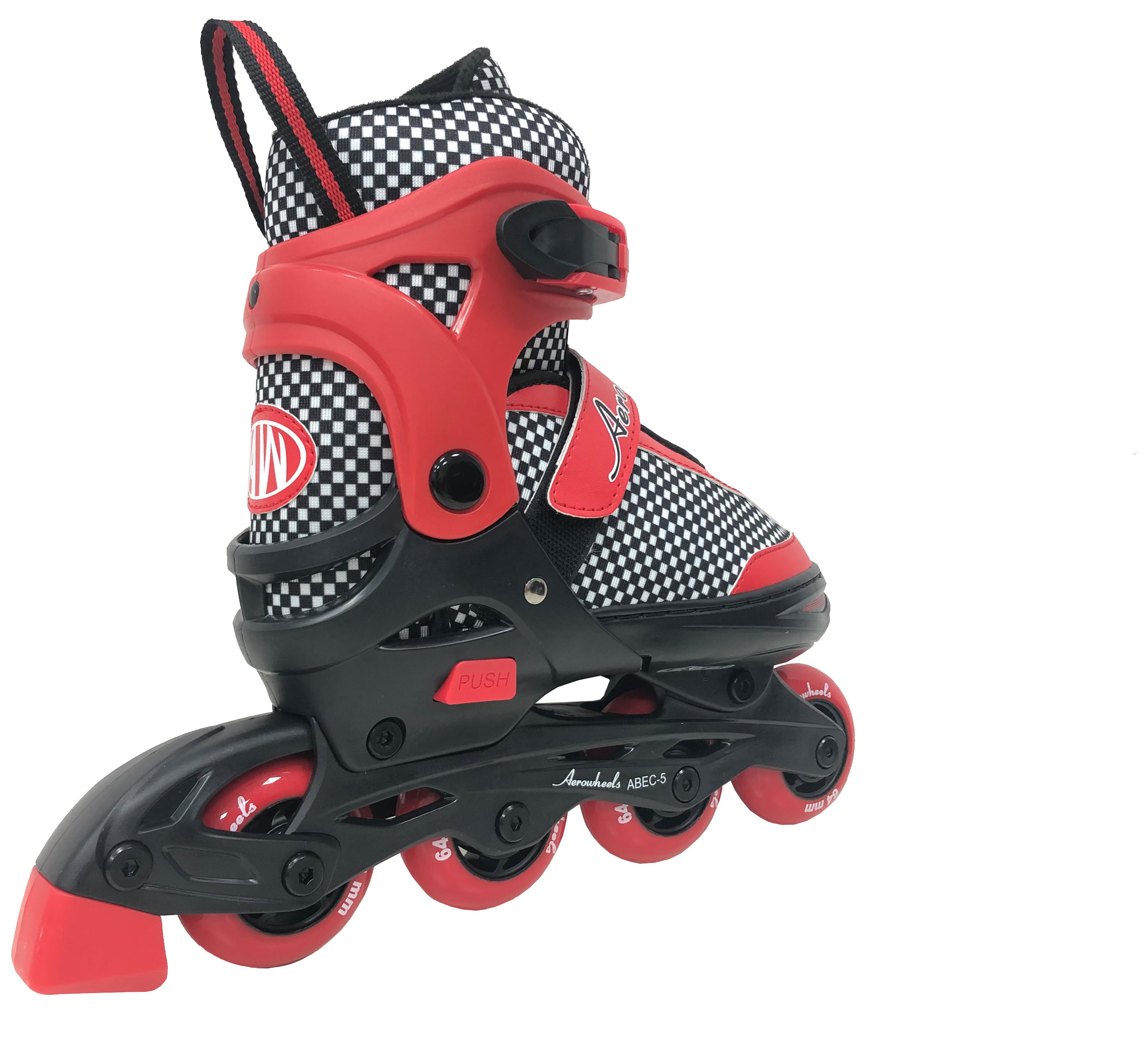 Aerowheels Red with Classic Checker Pattern 2-in-1 Boys switcher skate size  5-8