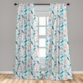thumbnail image 5 of Ambesonne Floral Curtains, Flowers Leaves and Dots Art, Pair of 28"x84", Pink Teal Peach, 5 of 5