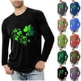 thumbnail image 3 of St Patricks Day Shirts Men Long Sleeve Funny Green Heart Shamrock St. Patricks Printed Tee Causal Round Neck Tops, 3 of 4