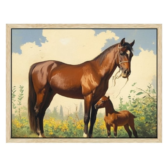 Acheng Horse Painting Vintage Framed Wall Art Horses Canvas Wall Decor Horse Picture Frame Antique Gallery Wall Art Framed Horses Canvas Art Prints for Living Room Restroom Library 16x12in