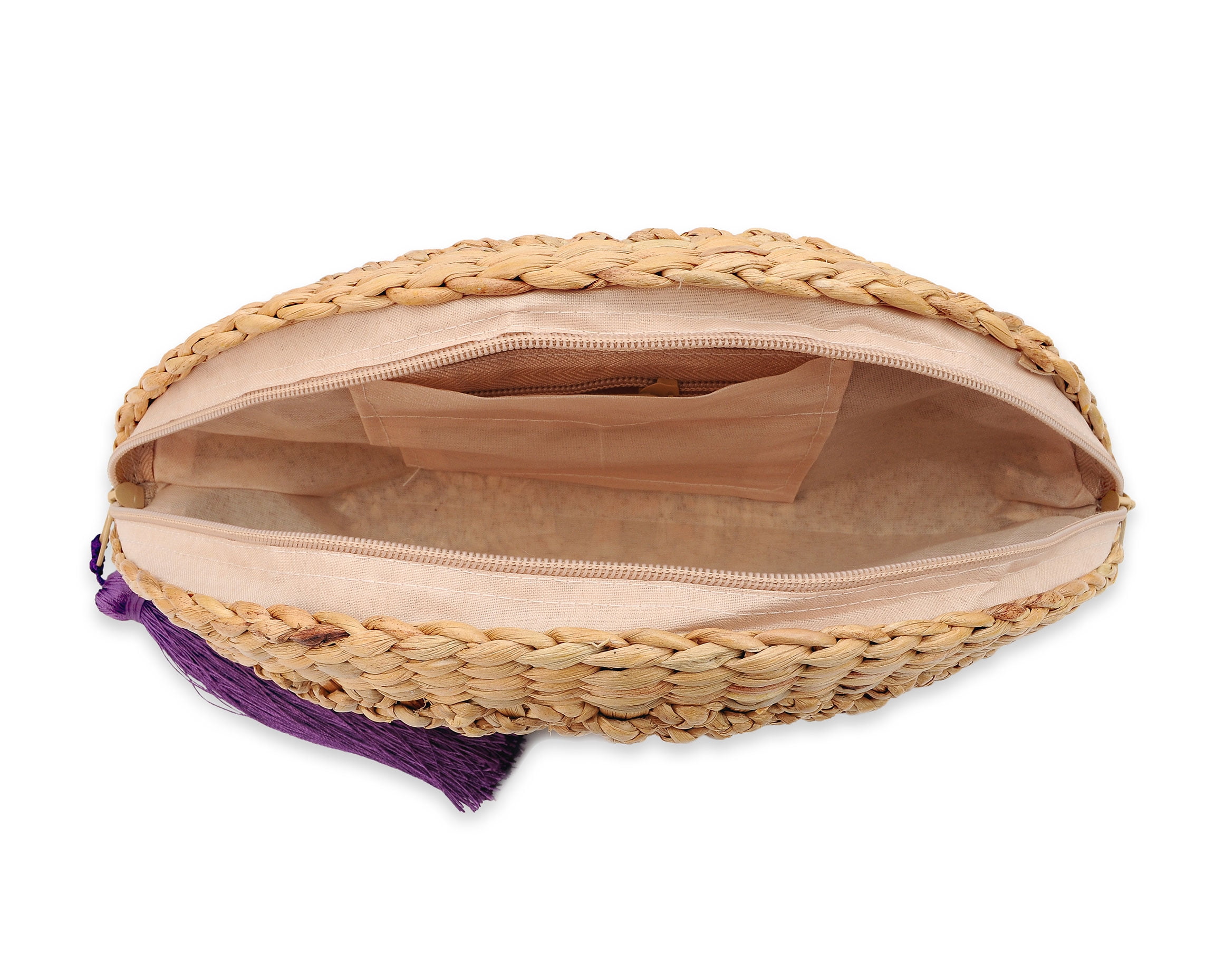 Vintage Handmade Knit Bamboo Rattan Straw Clutch Bag / Handbag 