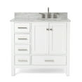 thumbnail image 2 of Ariel Cambridge 37 In. Right Offset Oval Single Sink Vanity With Carrara White Marble 0.75 In Countertop In White, 2 of 10