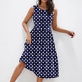 thumbnail image 5 of Abomasnow Dresses for Women Summer Sleeveless Crewneck Mini Dress A Line Polka Print Sundresses with Pockets, 5 of 9