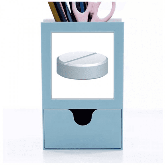 White Pill Health Care Products Pattern Desk Supplies Organizer Pen Holder Card