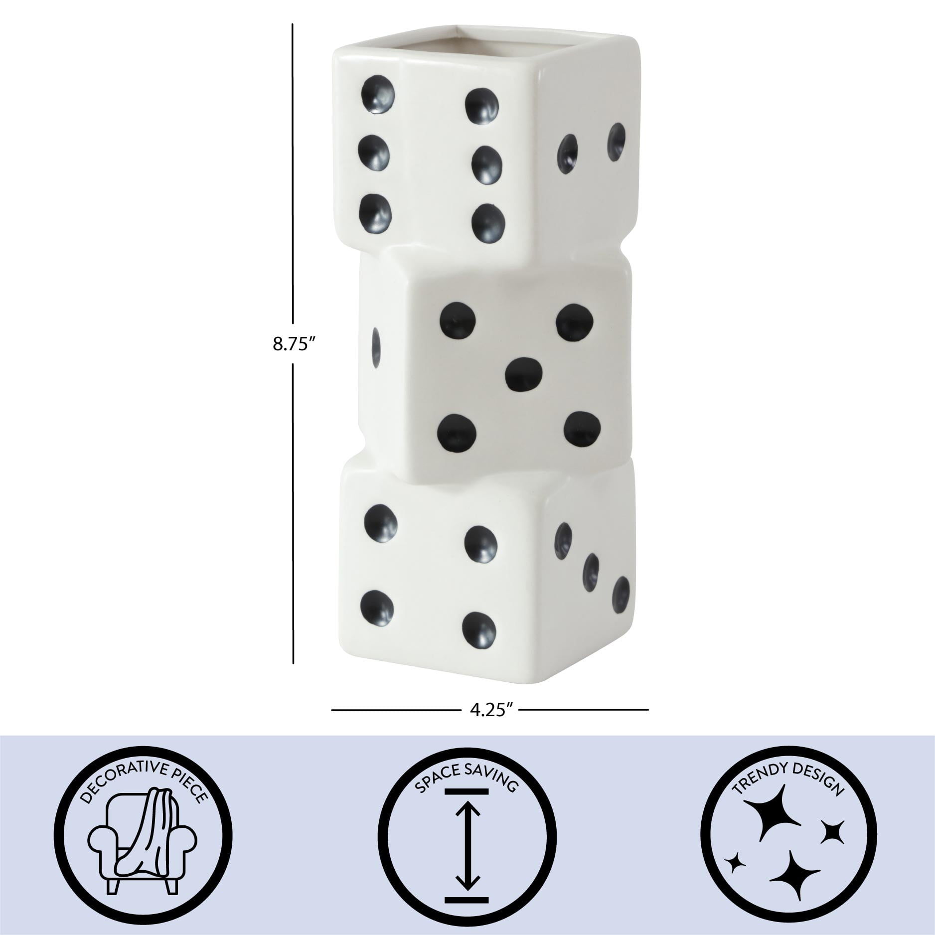 Urban Shop Dice Vase, 8.75"