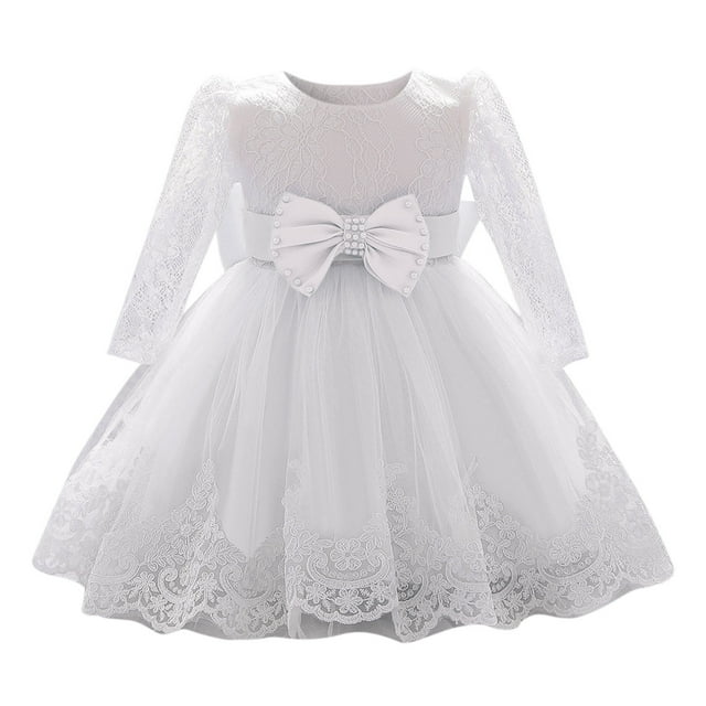 Robes pour Filles - Robe de Fête de Mariage à Fleurs avec Nœud en Dentelle à Volants pour Bébé Filles