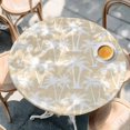 thumbnail image 4 of Cream Palm Tree Summer Round Tablecloth 36-44 Inch Round Fitted Table Cloth with Elastic Edge, Beach Tropical Botanical Coastal Waterproof Table Cover Protector for Outdoor Picnic Party Dining, 4 of 9