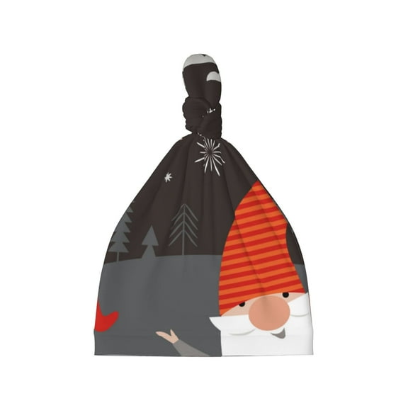 Naloa Christmas Gnomes In Red Hats Baby Newborn Hats, Infant Knotted Baby Hat, Beanie Top Knot Caps for Baby Boys Girls