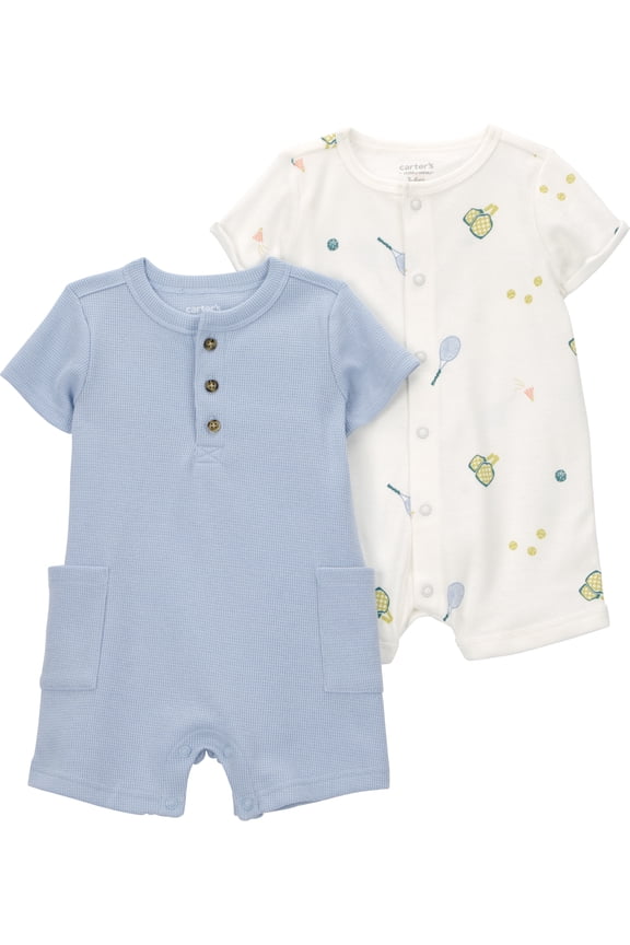Baby Boy Romper, 2-Pack, Sizes 0/3-24 Months