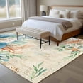 thumbnail image 4 of Area Rug for Living Room, Beige Beach Coastal Non-Slip Indoor Large Carpet for Bedroom/Dining Room, Summer Nautical Coral Shell Botanical Washable Low-Profile Rectangle Floor Runner Rugs - 5 x 8 Ft, 4 of 8