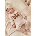 thumbnail image 4 of RUINIXCW Mama's Boy Outfit Newborn Baby Boy Hospital Coming Home Outfit Waffled Romper Infant Baby Girls Fall Winter Clothes Long Sleeve Jumpsuit Hat Set, 4 of 8