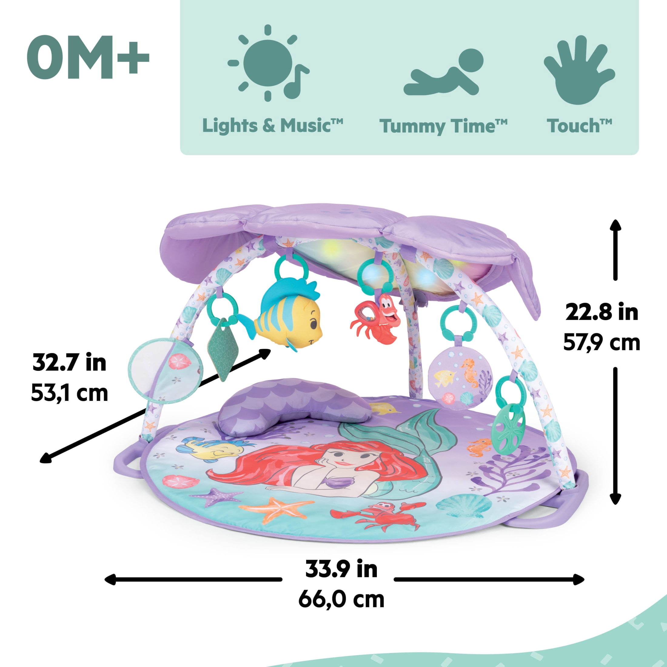 Disney Baby The Little Mermaid Baby Activity Gym & Play Mat with Tummy Time Pillow by Bright Starts