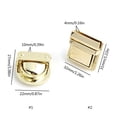 thumbnail image 2 of 32x31mm Metal Tongue Lock Durable Buckle Buckle Hardware Buckle Lock Accessories Compatible Handbag Clutch Wallet Tote Bag Gold 2, 2 of 5