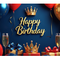 thumbnail image 4 of Toile de Fond Joyeux Anniversaire Fournitures de Fête Décorations Couronne Dorée Ballons Bleus Rouges Cadeaux Champagne Bannière de Photomaton Célébration Décor d'Événement Toile de Fond, 4 of 4