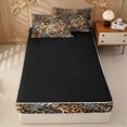 thumbnail image 4 of Erosebridal Gold Leopard Cheetah Print Zipper Twin Comforter Sets with Fitted Sheet and 2 Pillowcases for Girls, Eiffel Tower Zipper Bedding Set, Black Reversible, 4pcs, 4 of 7