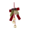 thumbnail image 2 of MTBLYS Adorno colgante navideño con lazo y campanas - Lazo de terciopelo con cascabeles, piña y diseño de hoja para árbol de Navidad, pared, puerta, hogar, sala de estar, comedor, dormitorio., 2 of 7