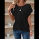 thumbnail image 5 of Camisetas para Mujer, con Mangas Murciélago Lisas y Dobladillo Cruzado, Informales, Ajustadas y A , Color Negro, Talla XL, 5 of 7