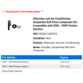 thumbnail image 2 of Alternator and Air Conditioning Serpentine Belt Drive Component Kit - Compatible with 2006 - 2009 Pontiac Solstice 2007 2008, 2 of 2
